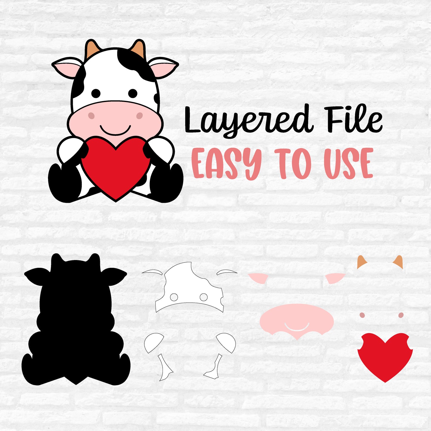 Valentine Animals SVG Bundle, Cute animal with Heart Vector, Kids Baby Birthday Shirt PNG, Valentine day Ornament Cut files Digital Download