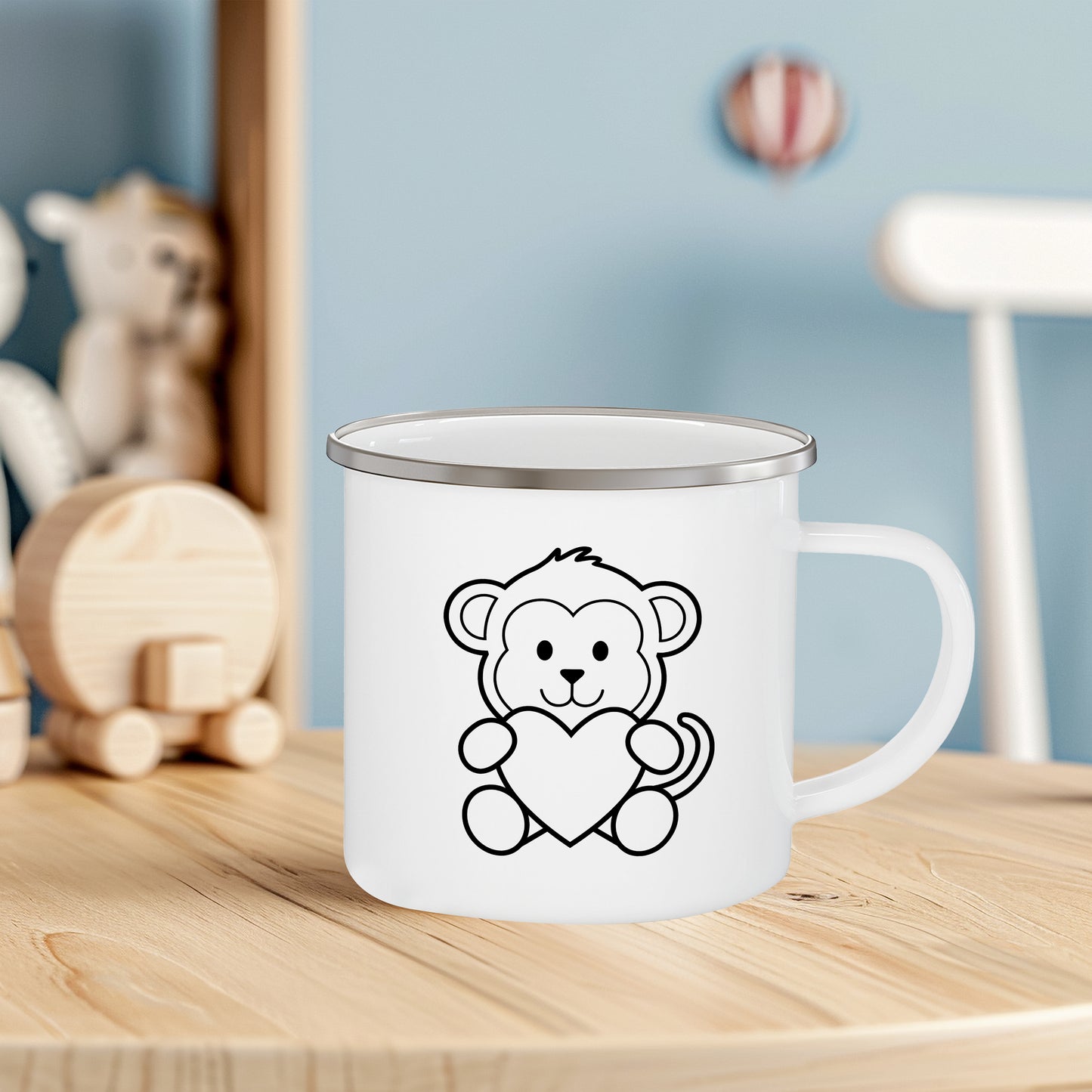 Monkey with Heart SVG, Valentine's Day Animal Clipart, Cute Monkey Outline Vector, Kids Valentine Gift, Monkey Cut files Digital Download