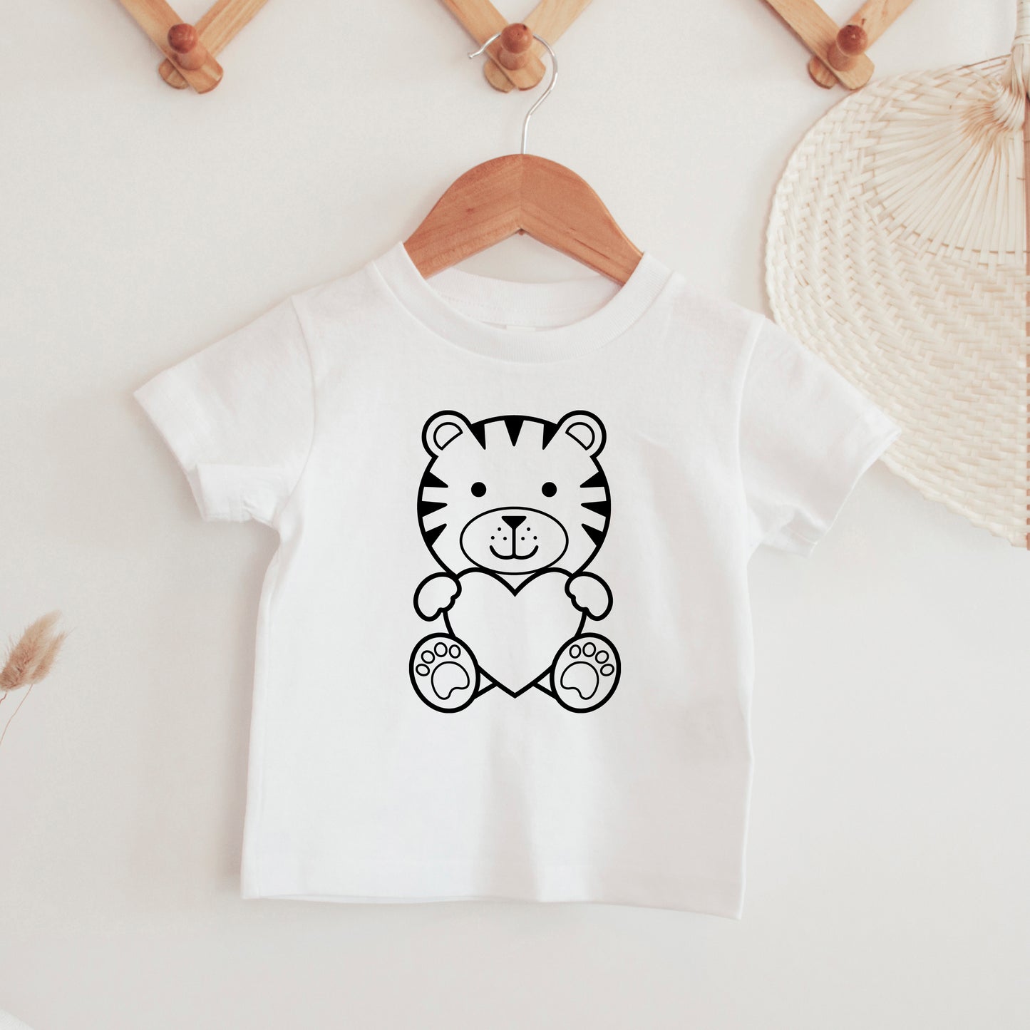 Tiger with Heart SVG, Valentine's Day Animal Clipart, Cute Tiger Outline, Valentine Kids Gift, Valentines Tiger Cut files Digital Download