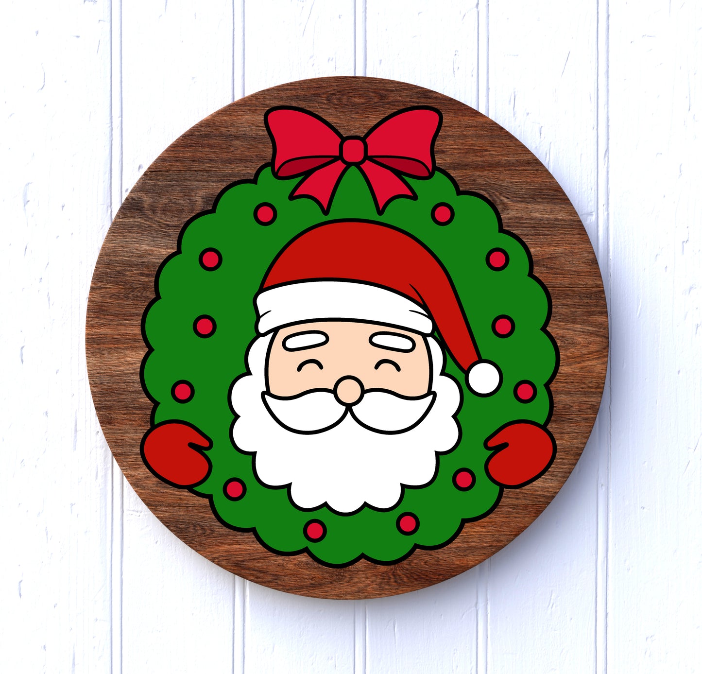 Christmas Santa SVG, Christmas Wreath Vector, Cute Funny Santa Clipart, Santa Face PNG, Xmas Holiday Winter Cut files Digital Download