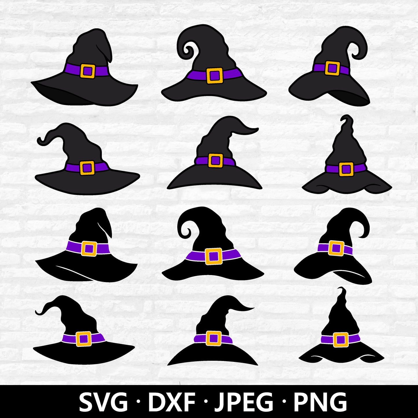 Halloween Hat SVG Bundle, Witch Hat Clipart, Spooky Hat Design Layered file, Hand Drawing Hat DXF, Halloween Cut Files Digital Download