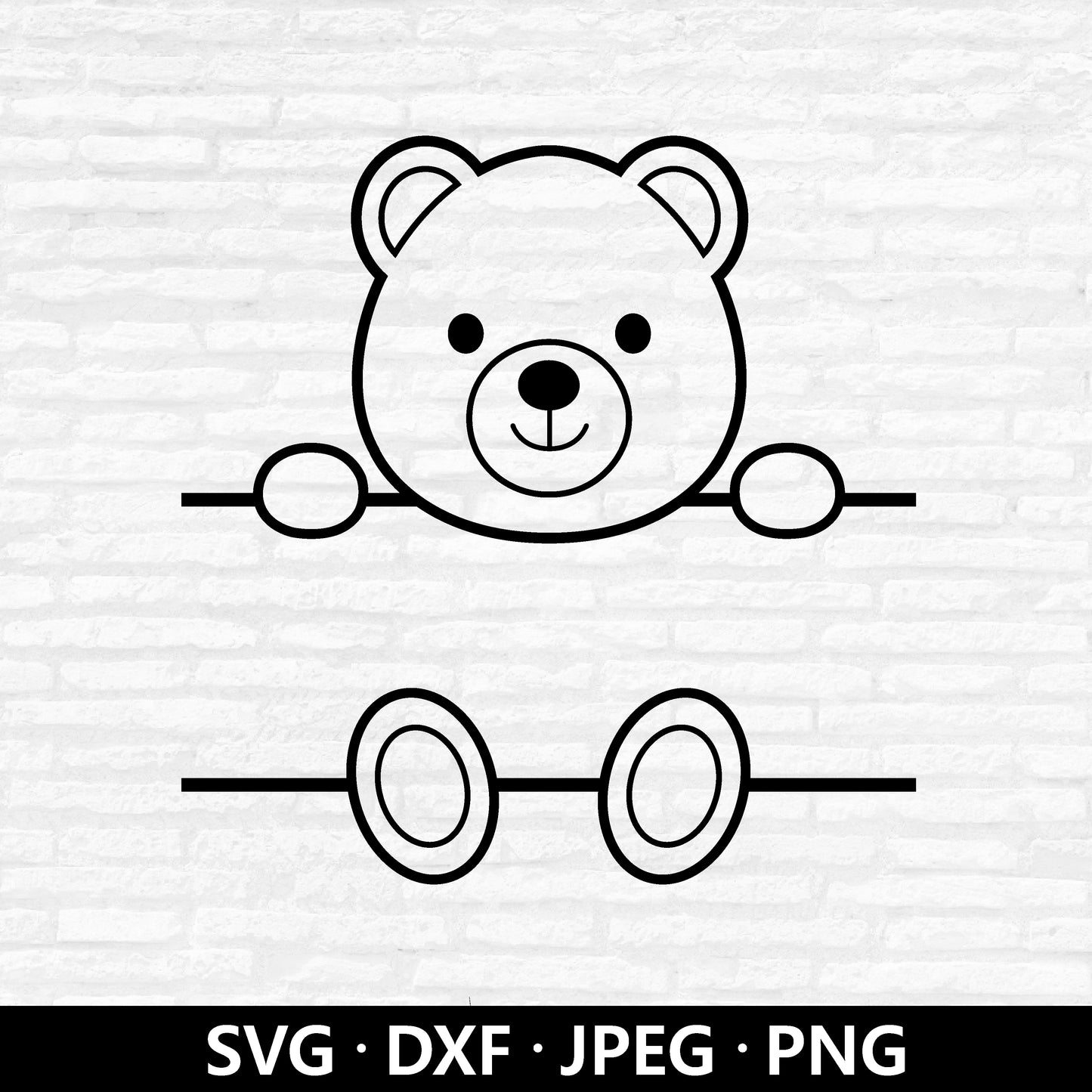 Bear Monogram SVG, Cute Bear Vector files, Split monogram SVG, Baby bear clip art, Jungle Animal Name Frame cut files Digital Download