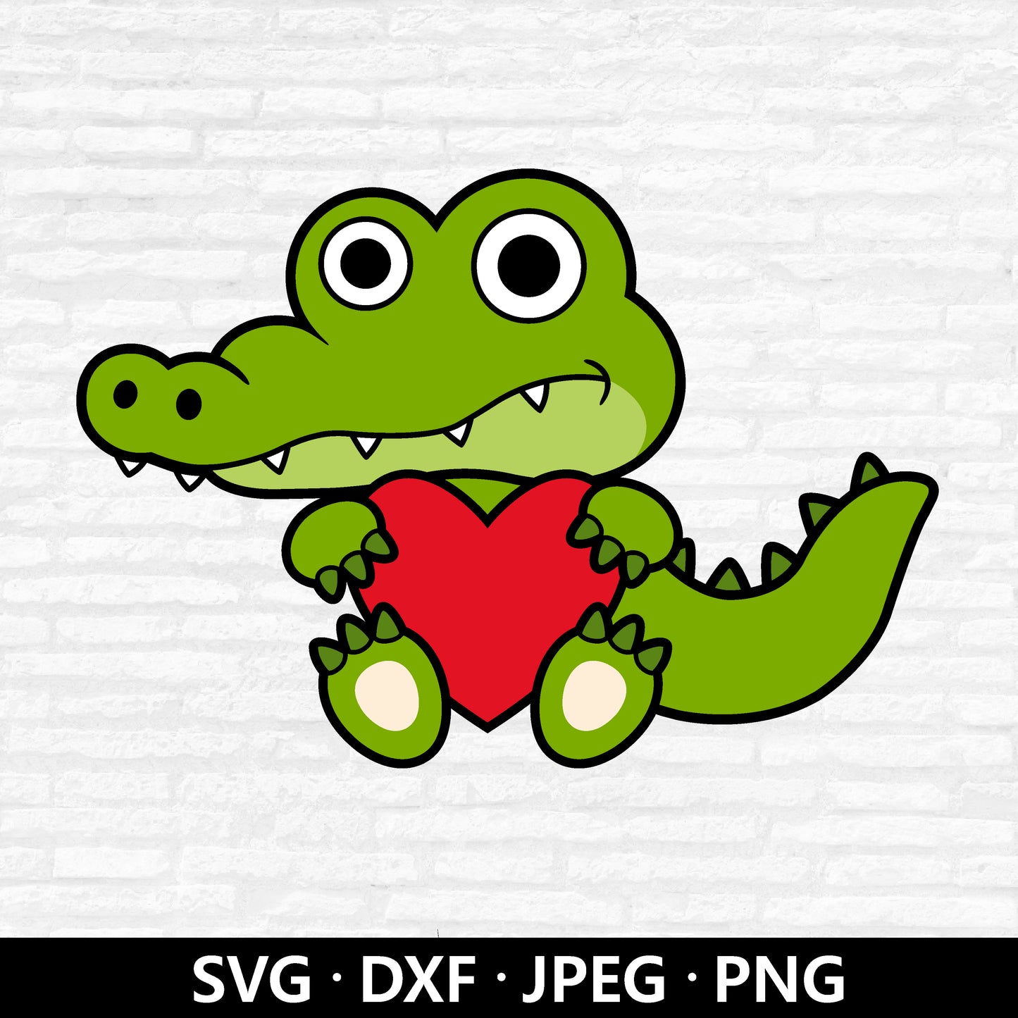 Valentine Alligator SVG, Cute animal with Heart Vector, Kids Baby Crocodile Shirt PNG, Valentine's day Ornament Cut files Digital Download