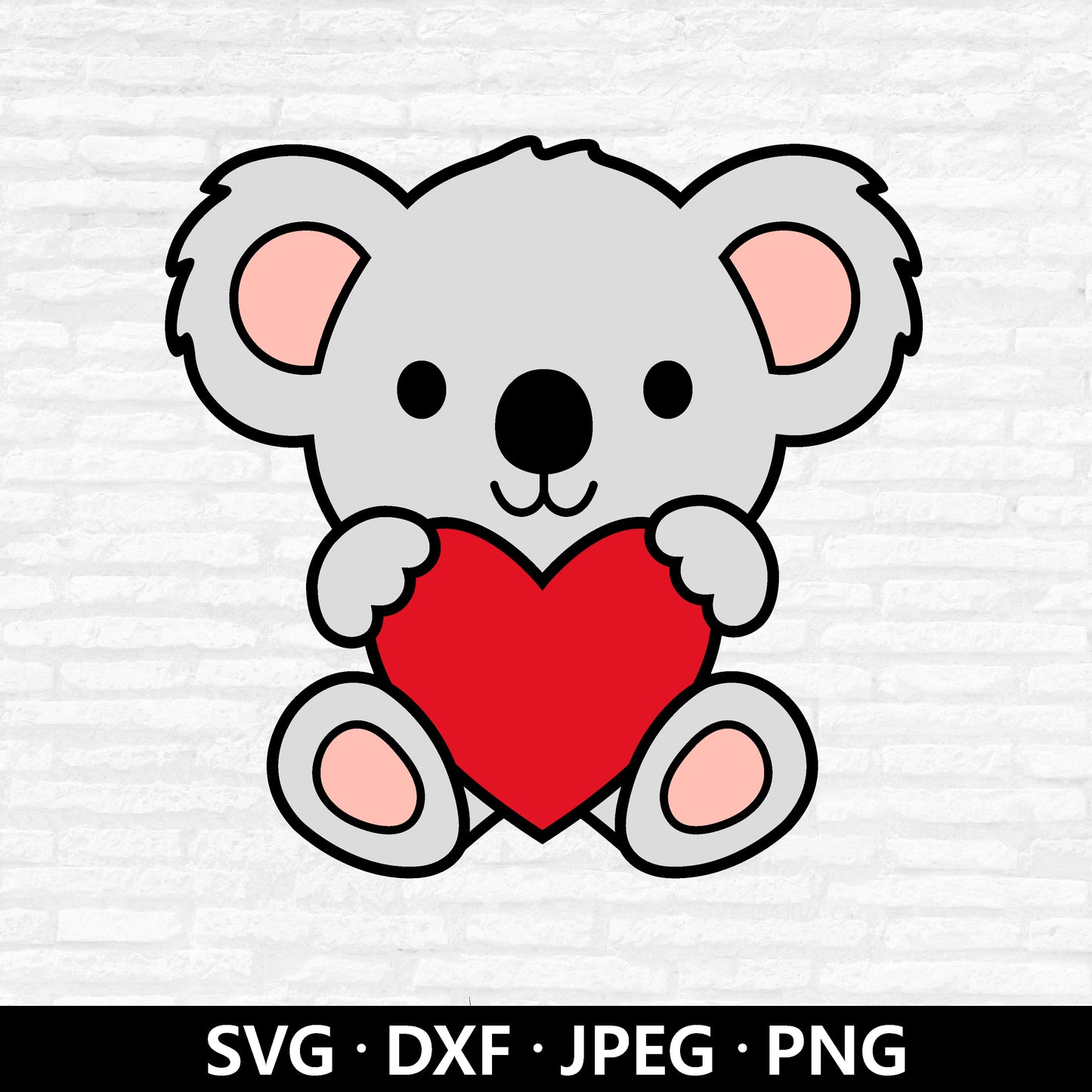 Koala with Heart SVG, Valentine Koala Vector, Birthday Koala clipart, kids Koala shirt PNG, Valentines Cute Koala Cut files Digital Download