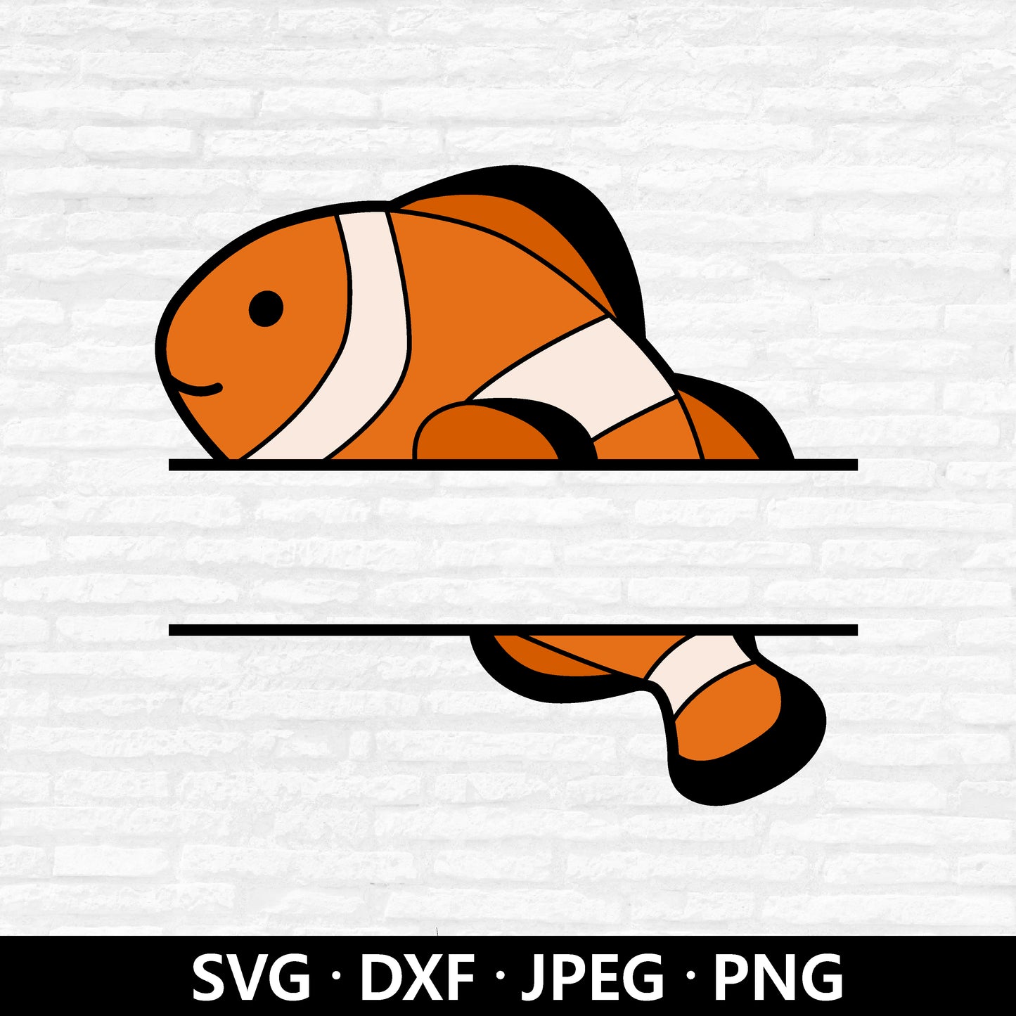Clownfish Monogram SVG, Sea Animal Name Frame Clipart, Cute Fish cutting file, Baby Shower Shirt PNG, Personalize Cut files Digital Download