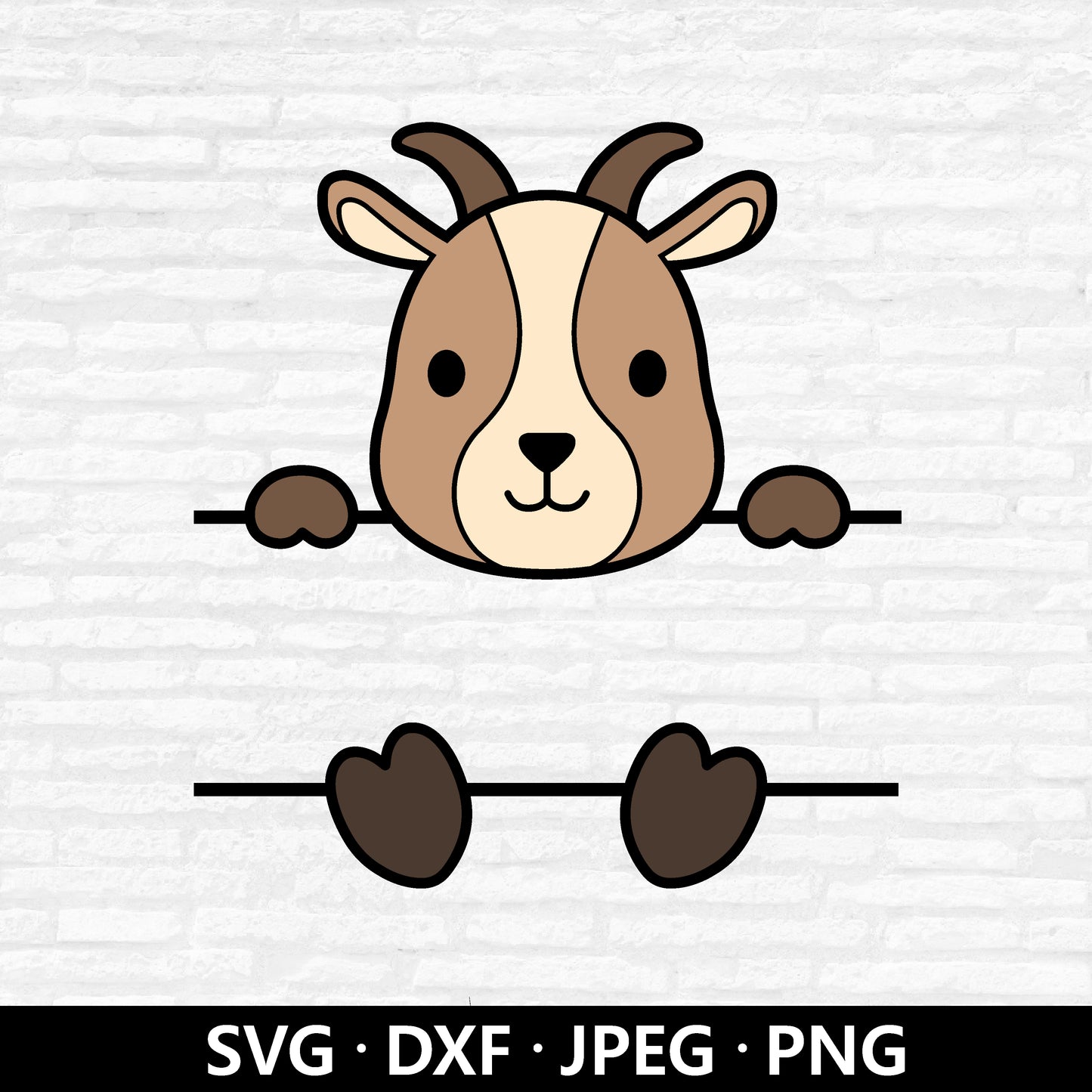 Goat Monogram SVG, Cute Goat Vector, Split Monogram PNG, Jungle Animal DXF, Baby Shower Shirt, Goat Name Frame cut files Digital Download