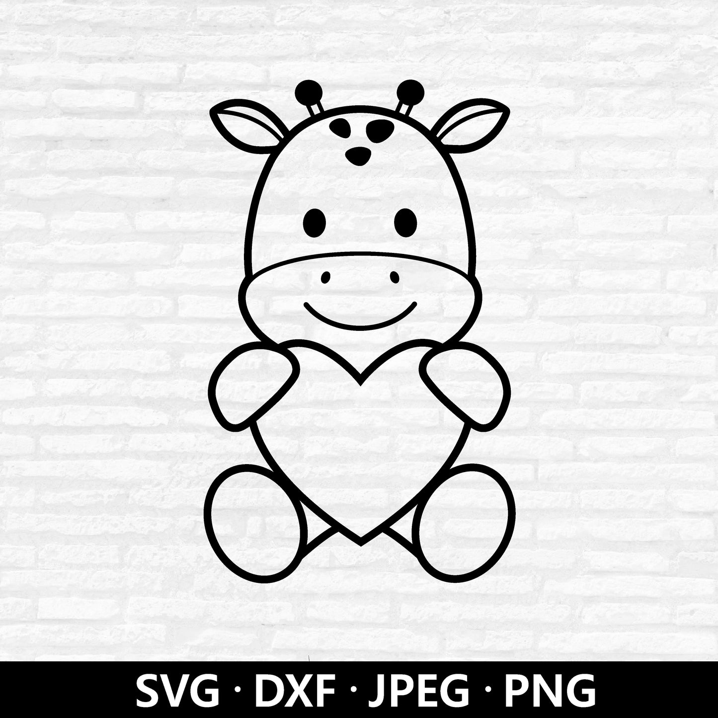 Giraffe with Heart SVG, Valentine's Day Animal Clipart, Cute Giraffe Outline file, Valentine Kids Gift, Giraffe Cut files Digital Download