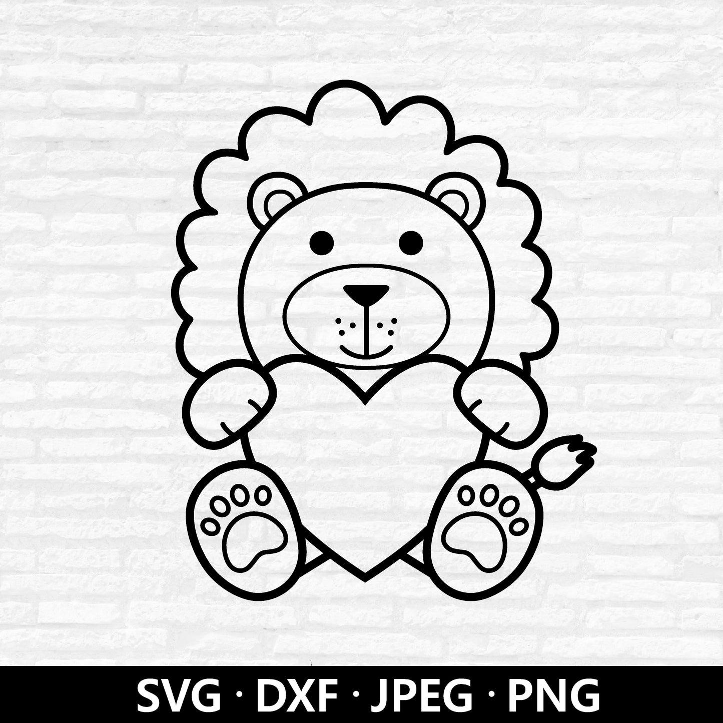 Lion with Heart SVG, Valentine Lion Vector, Cute Lion Clip Art, Boy Girls Lion Birthday Shirt PNG, Lion with Love Cut files Digital Download