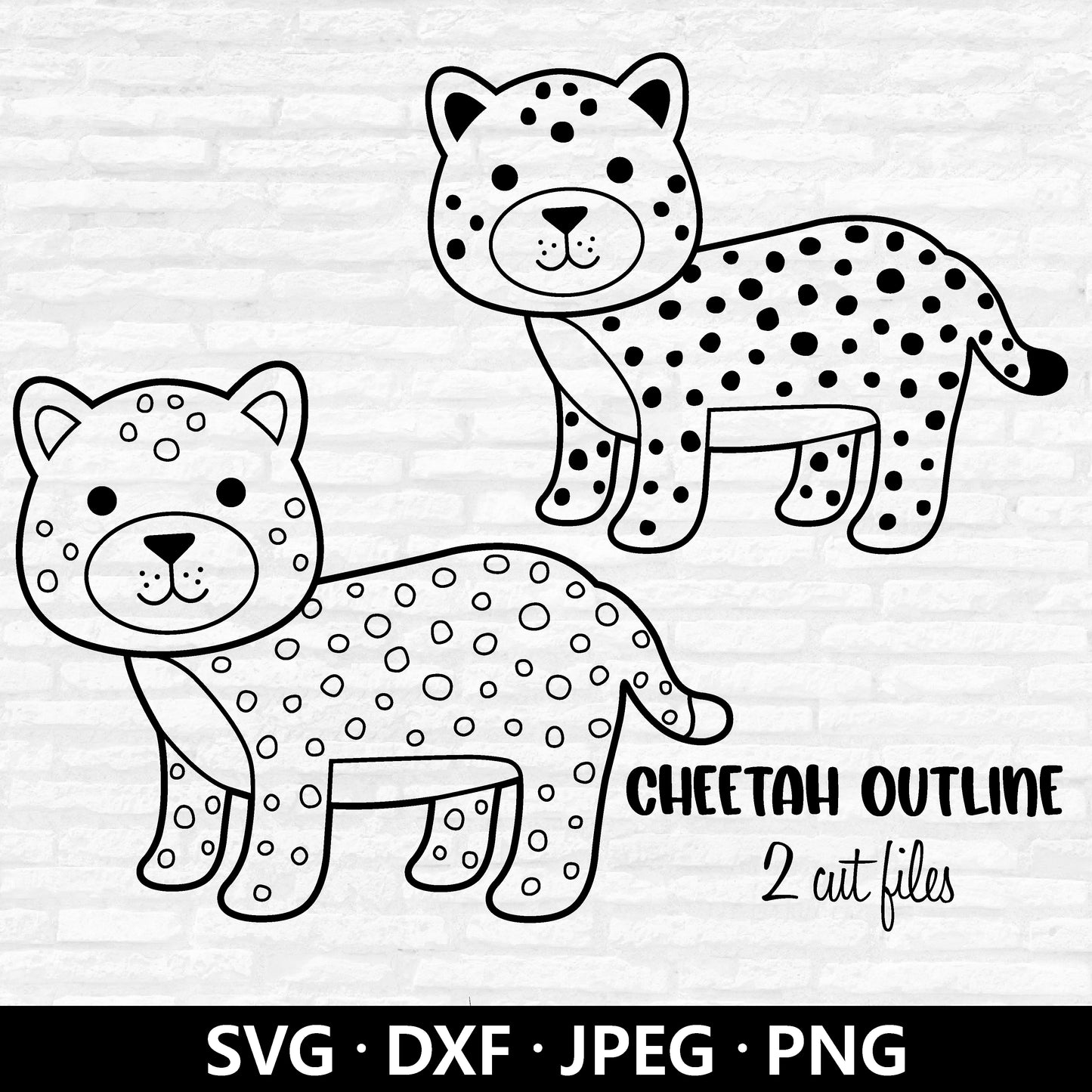 Cheetah Outline SVG, Baby Cheetah Vector, Cheetah Clipart, Safari animal Stamp SVG, Cheetah Animal Coloring Cut files Digital Download