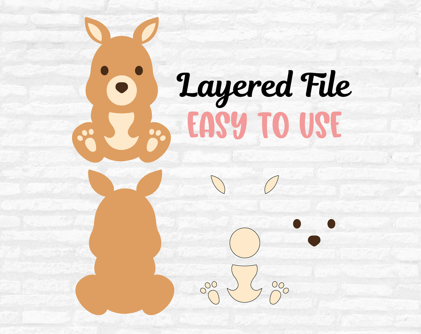 Cute Kangaroo SVG, Kangaroo Cut Files, Jungle Animals SVG, Australia animals svg. Kangaroo Clipart, Kangaroo Cut files Digital Download