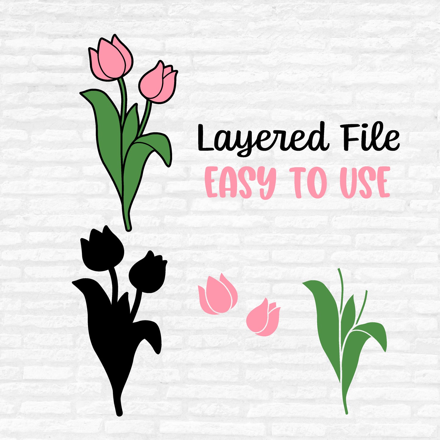 Tulip SVG Bundle, Tulips Vector, Spring Flower Dxf, Floral Tulip Clipart, Tulip Bouquet PNG, Tulip flower Cut files Digital Download