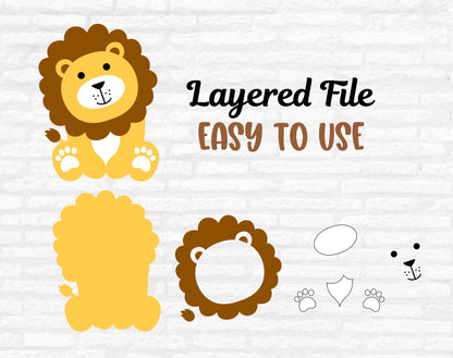 Cute baby Lion SVG file, Lion Vector, Baby Shower Boy Shirt, Safari Animal layered files, Jungle Animal cut files Digital Download