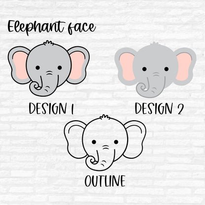 Elephant Face SVG, Baby Elephant Clipart, Elephant Outline Dxf, Nursery animal Baby Shower Shirt, Safari Animal Cut files Digital Download