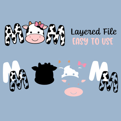 Cow Mom SVG, Cowgirl mom PNG, Cow Face Svg, Kid Farm Cow Birthday Clipart, Farm animal face Vector, Cute Cow Cut files Digital download