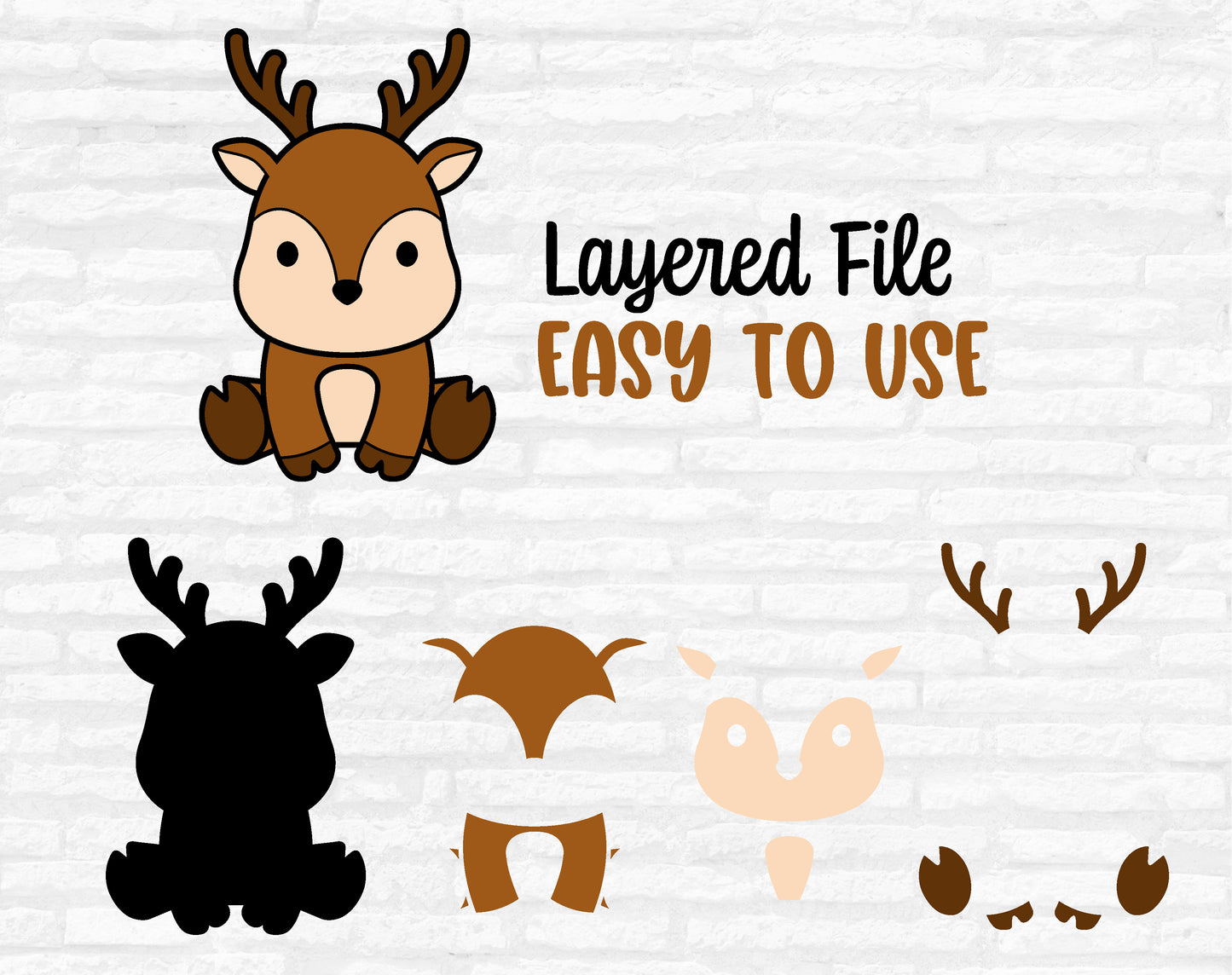 Cute Deer SVG, Deer Vector file, Woodland Animals Clipart, Reindeer Dxf, Kids Baby Winter Animal Svg file, Deer Cut files Digital Download