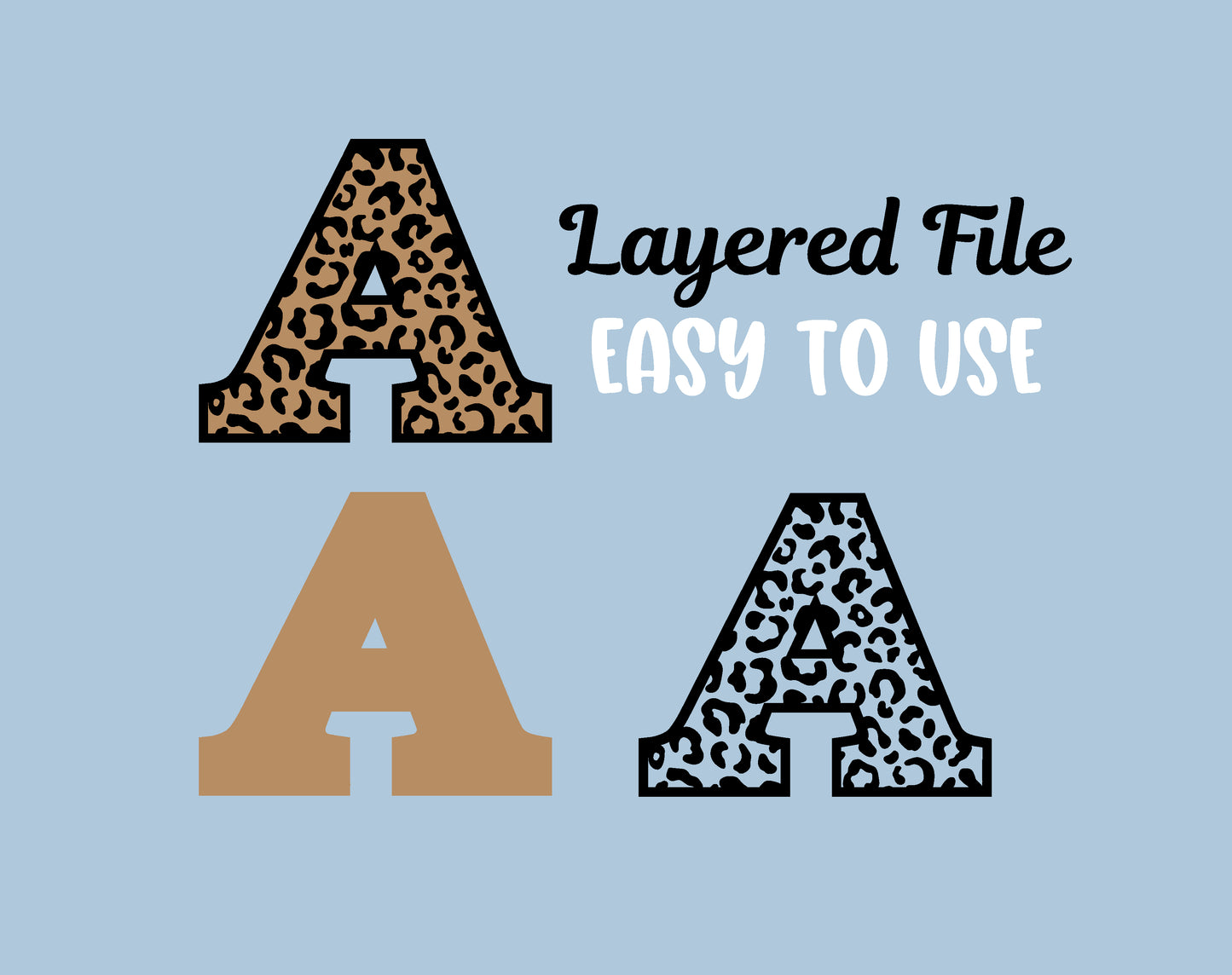 Leopard Print Alphabet SVG, Leopard Letters DXF, Leopard Pattern Alphabet PNG, Leopard Numbers, Leopard letter Cut files Digital Download