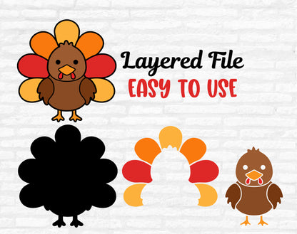 Cute Turkeys SVG, Thanksgiving Turkey SVG, Baby Turkey Svg, Turkey Cut Files, Cute Animal Clipart, Thanksgiving shirt svg Digital Download