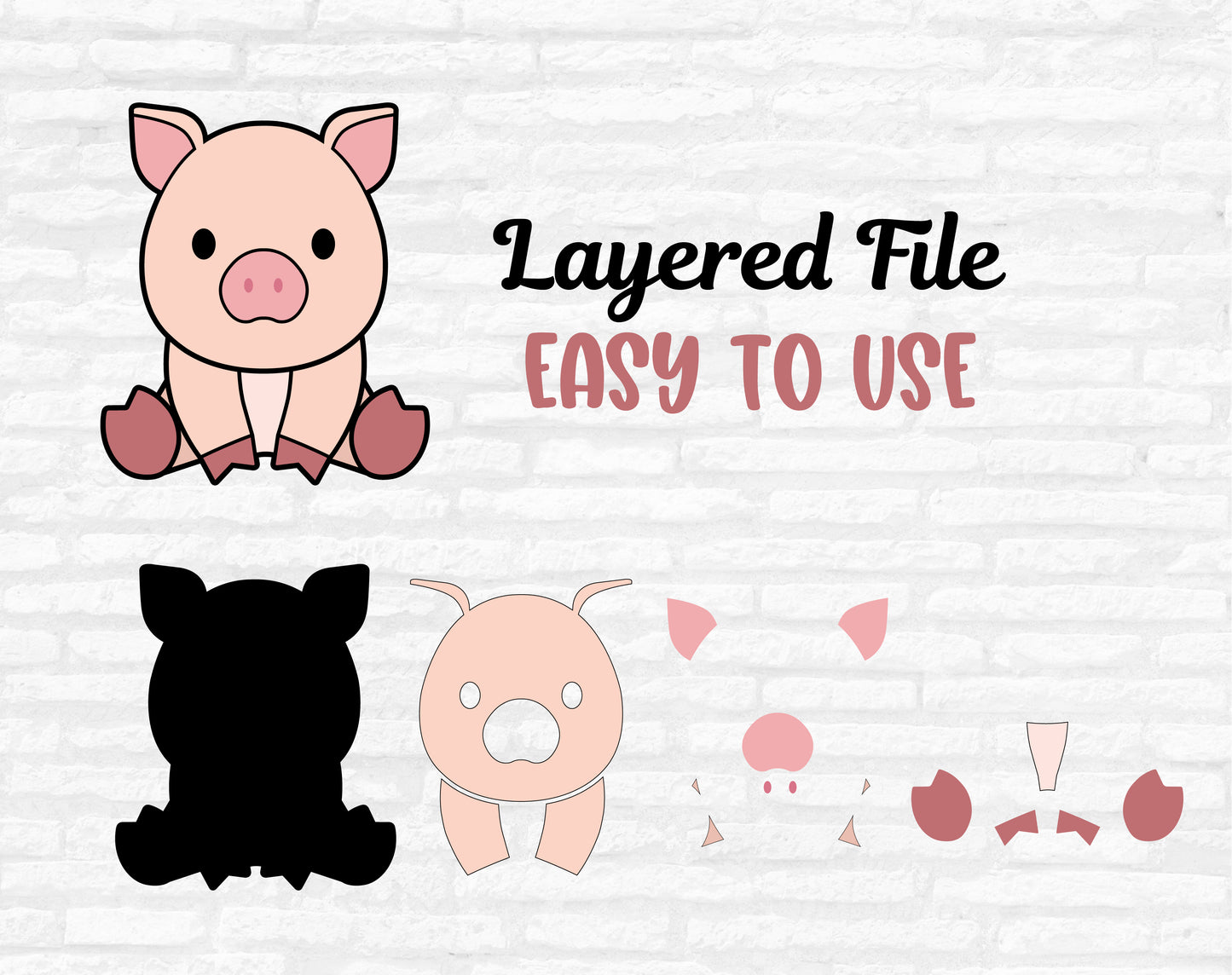 Baby Pig SVG Files, Pig Cut file, Cute Animal Svg, Pig Clipart, Farm Svg, Pig Cutting file, Farm Animals Cut files Digital Download