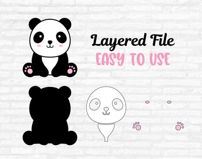 Cute baby panda layered SVG, Cuttable Baby Panda Vector, Panda dxf file, Panda clipart, Baby Shower PNG, Panda Cut files Digital Download