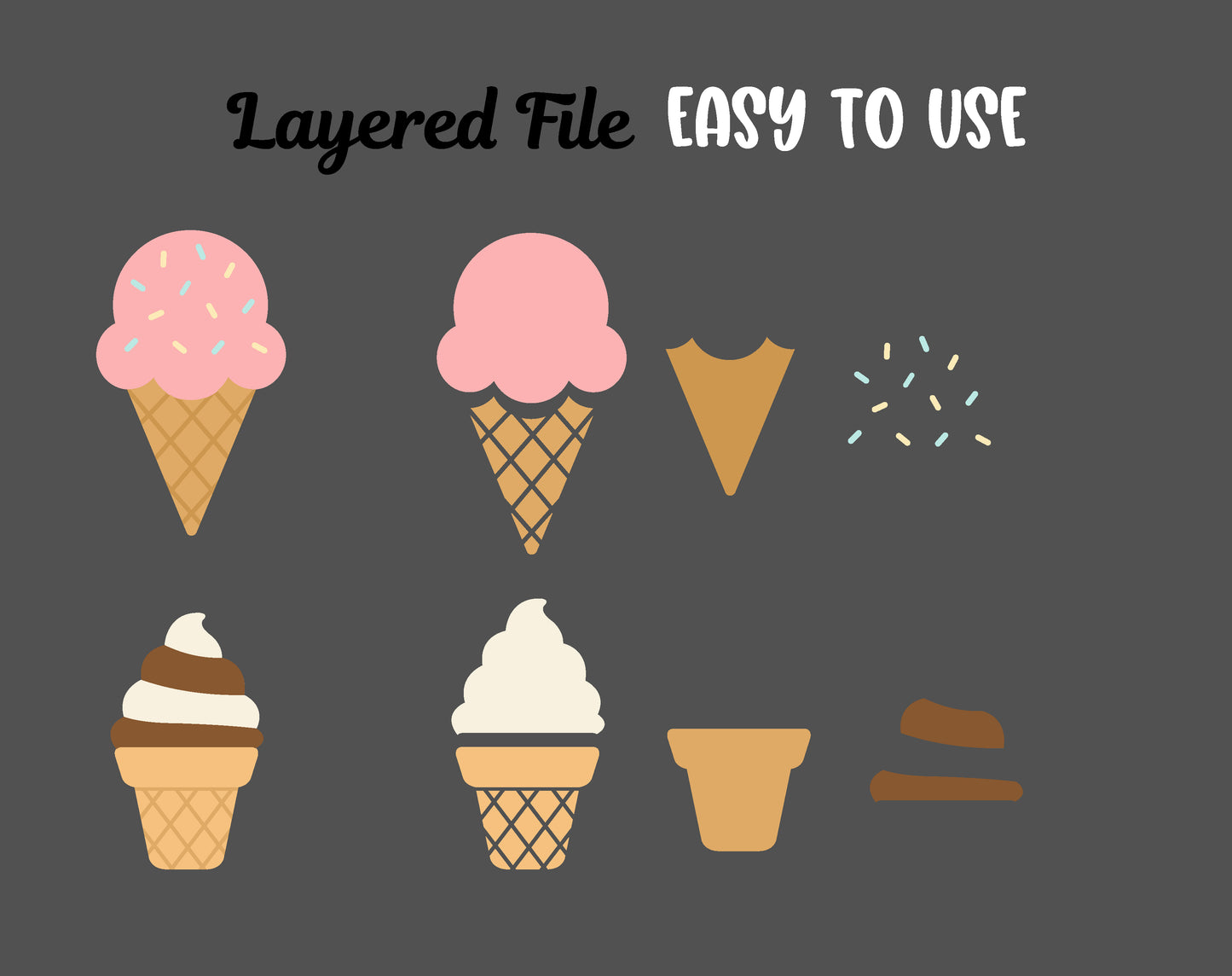 Icecream SVG, Ice Cream Cone Clipart, Sweet Ice Cream Vector, Icecream bundle svg, Summer Icon, Dessert Ice Cream cut files Digital Download