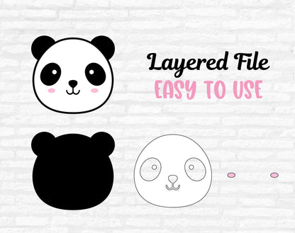 Panda Face Svg, Cute Panda Svg, Panda head clipart, Cartoon Panda cutting file, Cuttable animal vector, Cute panda cut file Digital Download