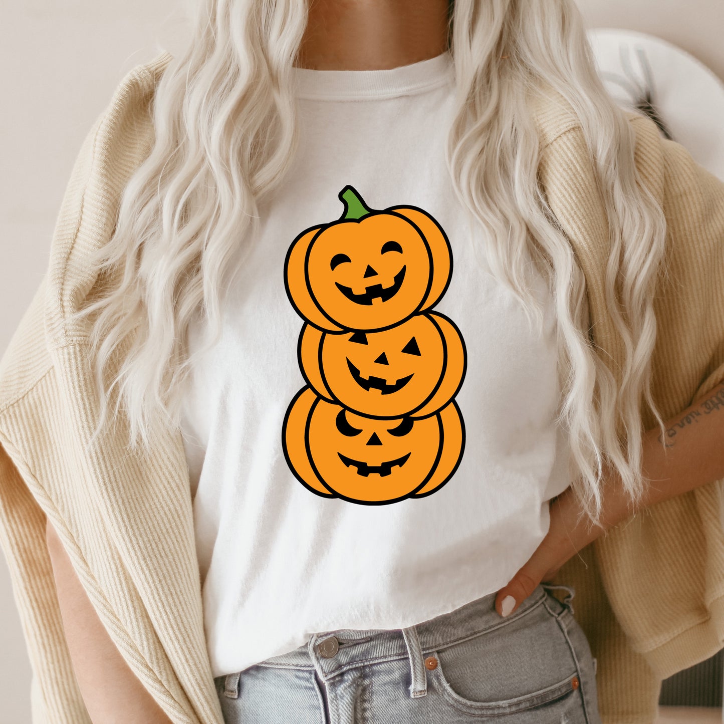 Halloween Pumpkins SVG file, Stacked Pumpkin Vector, Spooky season Clipart, Halloween Shirt PNG, Pumpkin Face Cutting Files Digital Download