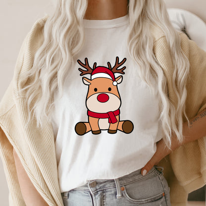 Christmas Reindeer SVG, Reindeer Santa Hat Dxf, Cute Reindeer Clipart, Christmas Shirt PNG, Holiday Cutting File , Reindeer Cut Files Digital Download