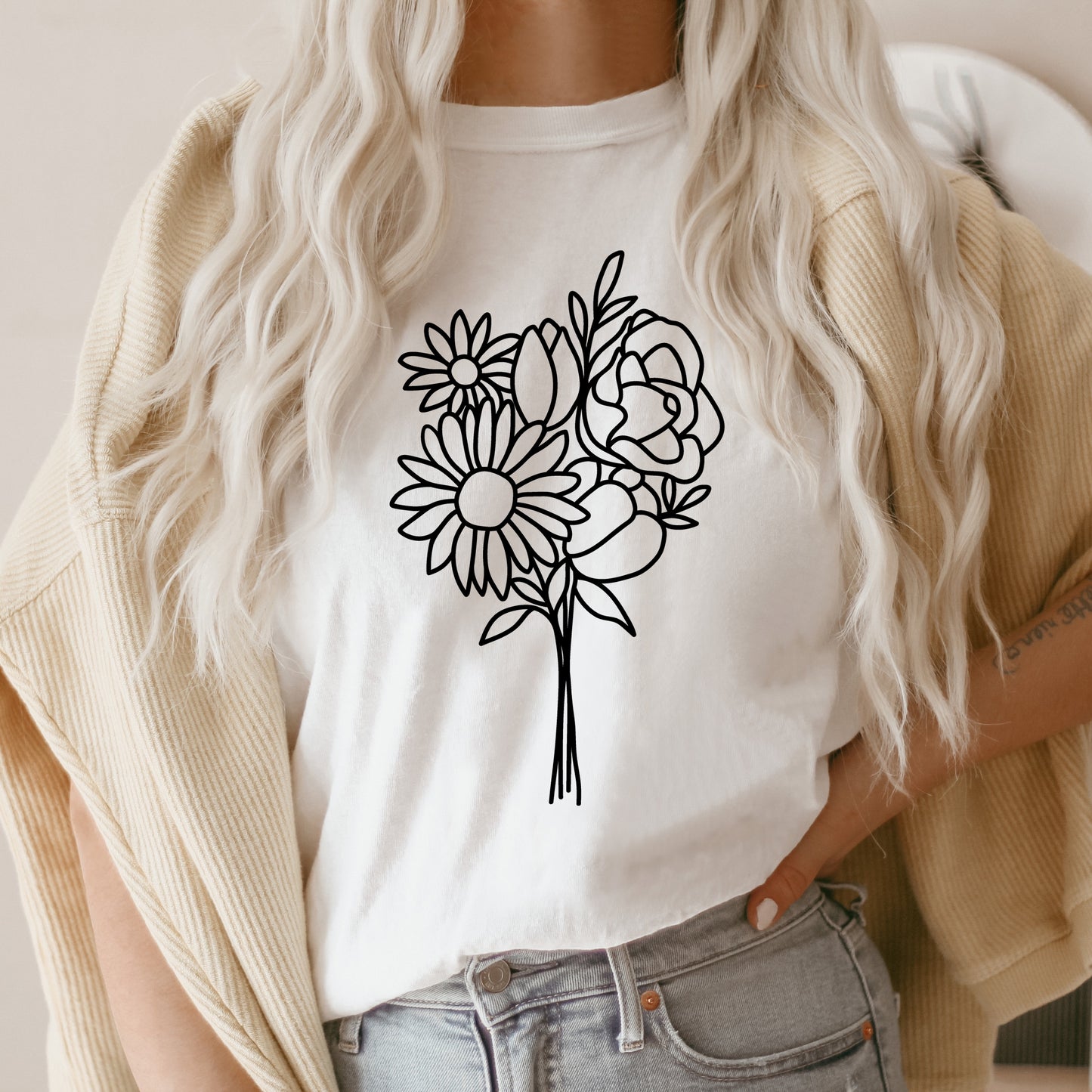 Flower Bouquet SVG, Floral Vector, Flowers Printable Clip Art, Wildflower Cut files Digital Download