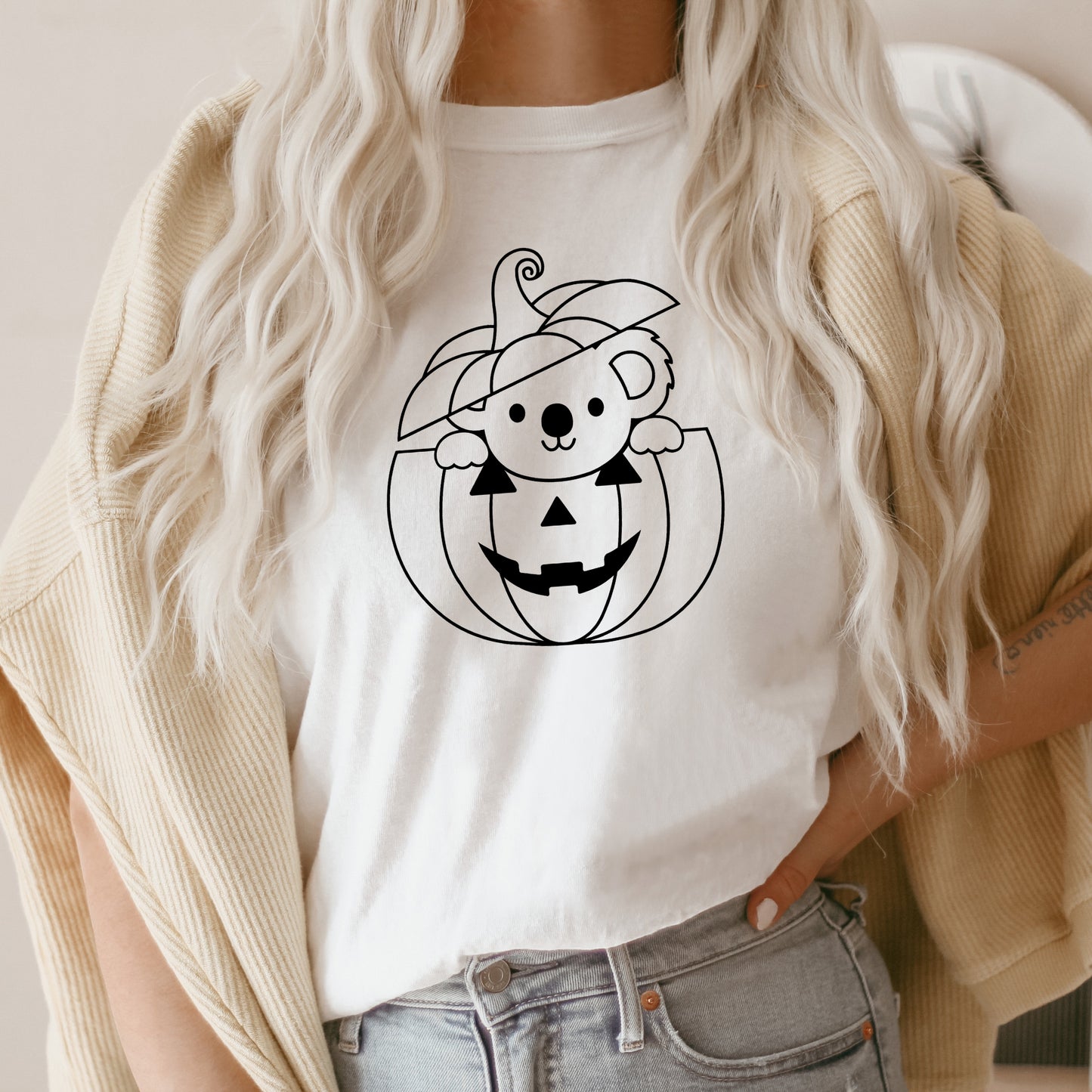 Halloween Koala Outline SVG, Pumpkin SVG, Cute koala Clipart, Halloween shirt Svg, Halloween Pumpkin Cutting files Digital download