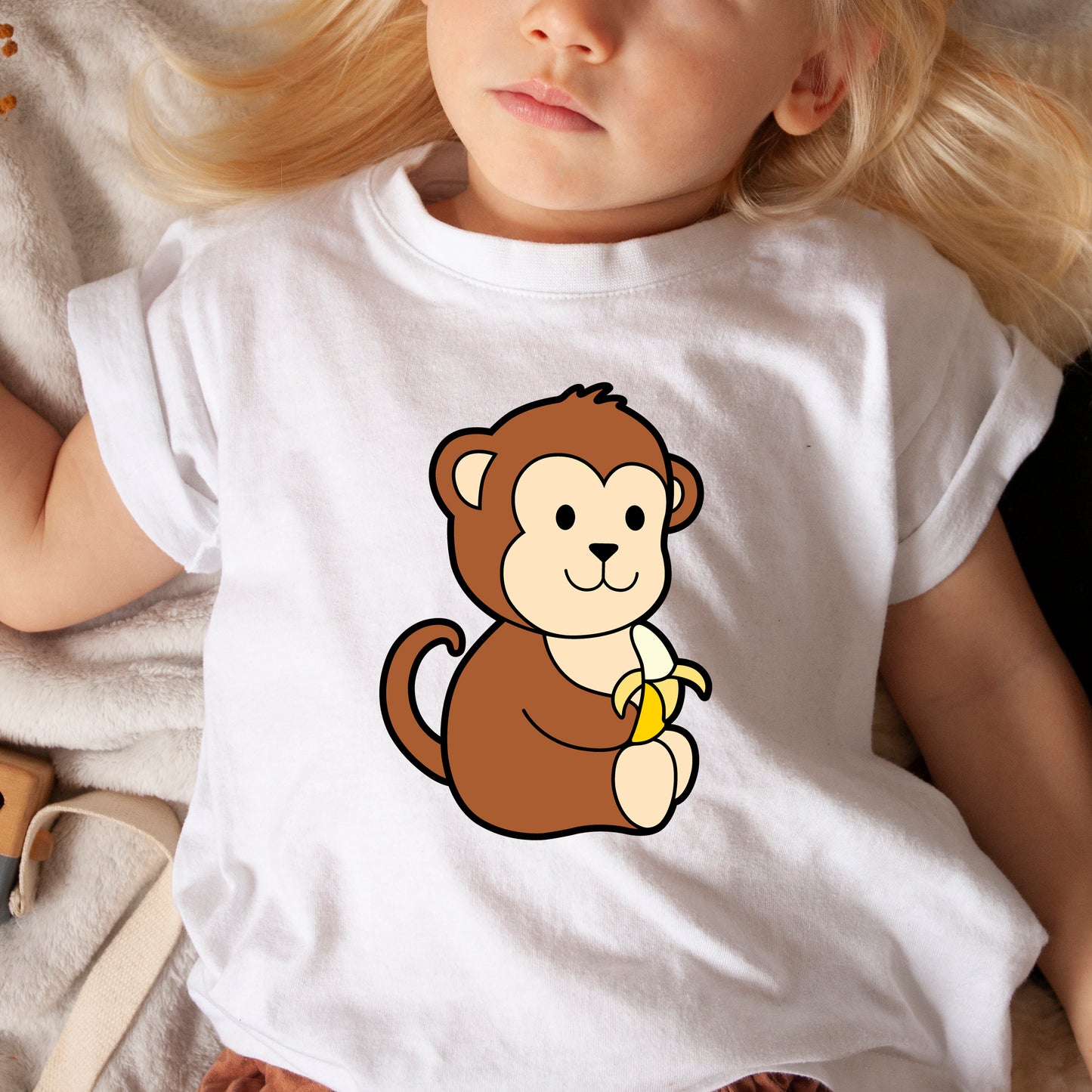 Monkey Banana SVG, Cute Baby Monkey Vector, Monkey Clipart, Monkey Banana Kids Shirt PNG, Monkey layered Cut files Digital Download