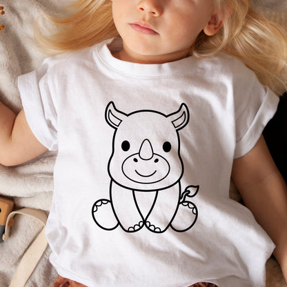 Cute Rhino SVG, Rhinoceros Clipart, Baby Rhino Vector, Jungle Animals Kids Shirt PNG, Zoo Animal Rhino Outline Cut files Digital Download