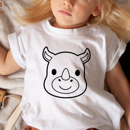 Rhino Face SVG, Rhinoceros Clipart, Cute Baby Rhino Vector, Jungle Animals Kids Shirt PNG, Animal Face Rhino Cut files Digital Download