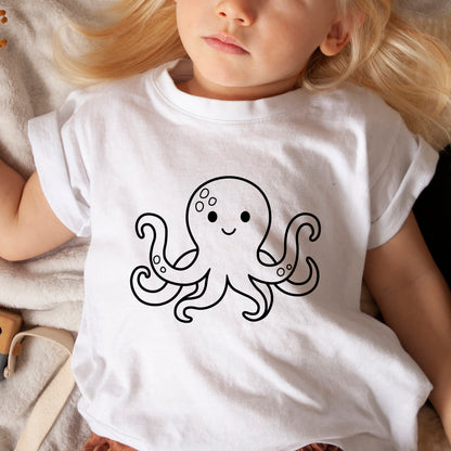 Cute Octopus SVG, Sea Animal SVG. Octopus Clipart, Baby Shower Shirt, Octopus Outline, Ocean Marine Beach Animal Cut files Digital Download