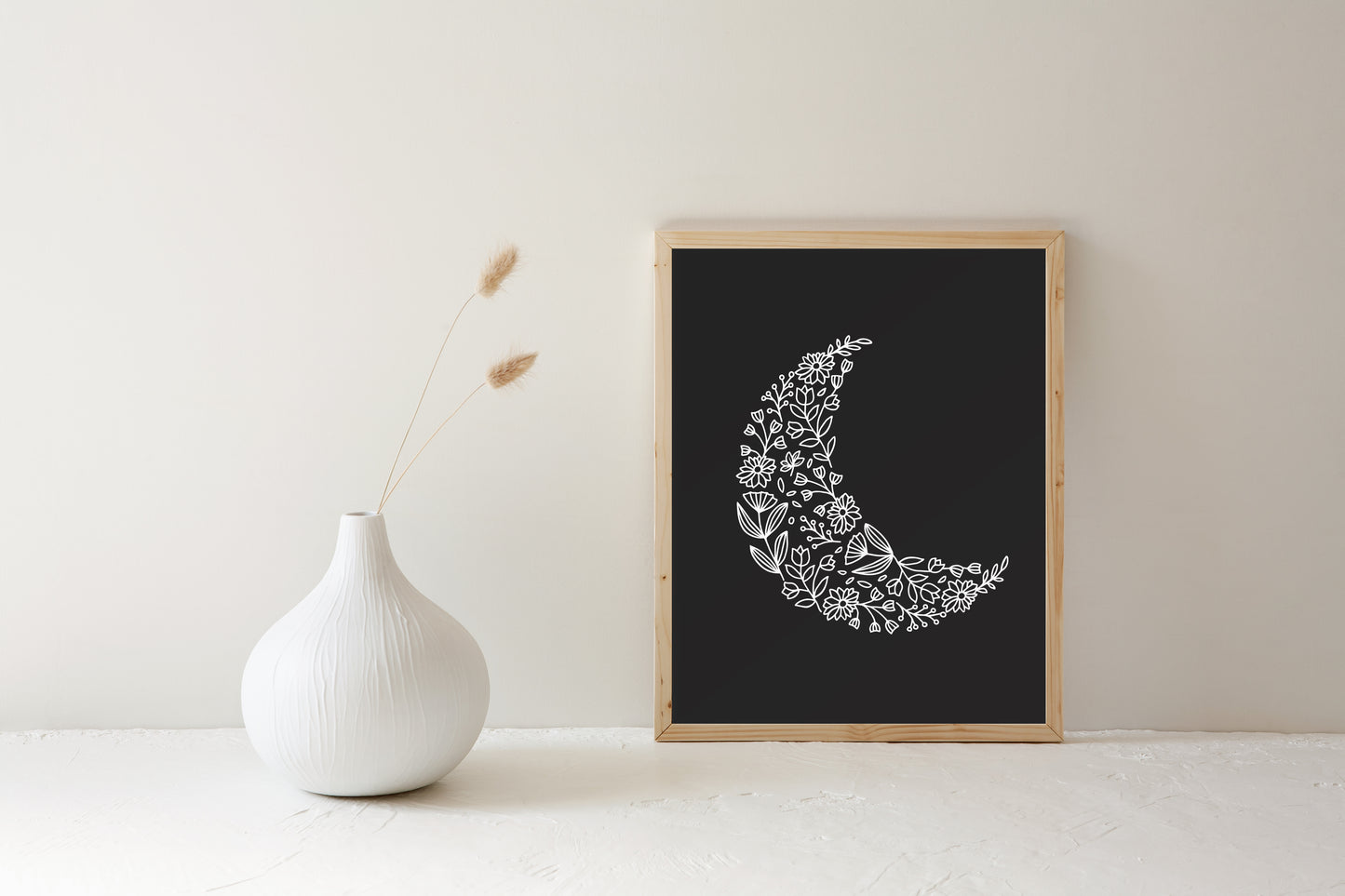 Floral moon Svg, Crescent Moon with Flowers Vector, boho Shirt, Celestial PNG, Wildflower Clipart, Flower Moon Cut Files Digital Download