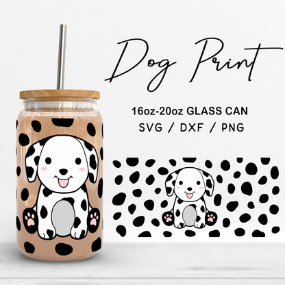 Glass 16oz | 20oz Dog Print Svg Files, Cute Dalmatian Pattern Glass Svg, Animal Print Pattern Svg, Baby Dog Cut Files Digital Download