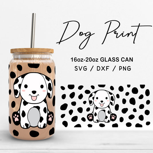 Glass 16oz | 20oz Dog Print Svg Files, Cute Dalmatian Pattern Glass Svg, Animal Print Pattern Svg, Baby Dog Cut Files Digital Download