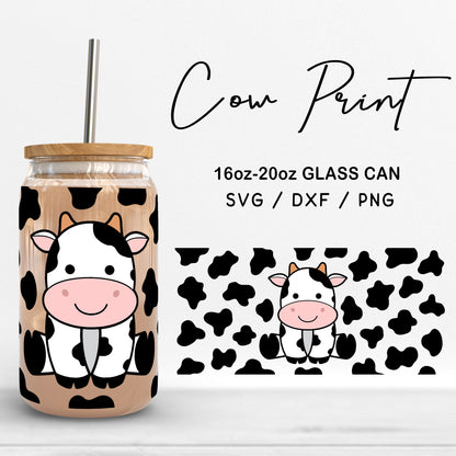 Glass 16oz | 20oz Cow Print Svg Files, Cute Cow cut file, Animal Print Svg, Baby cow cutting file, Cow Pattern Glass wrap Digital Download