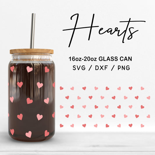 Glass 16oz | 20oz Hearts Svg Files, Mini Heart Svg, Valentines Day SVG, Hearts Can Wrap SVG, Heart Pattern Glass Cut Files Digital Download