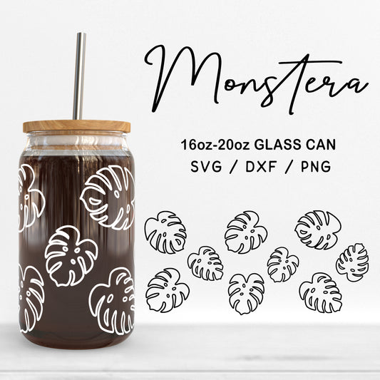 Glass 16oz | 20oz Monstera Svg Files, Tropical Svg, Botanical Clipart, Tropical Leaf Cut Files, Monstera Leaves Pattern Svg Digital Download