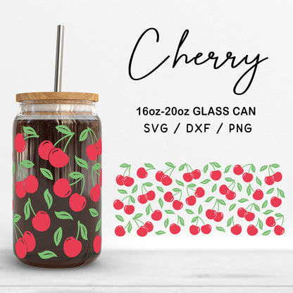 Glass 16oz | 20oz Cherry Svg Files, Fruit Glass Svg, Cherries Clipart, Cherry Print PNG, Cherry Pattern Glass Wrap Cut File Digital Download