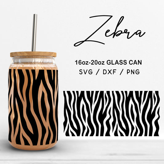 Glass 16oz | 20oz Zebra Print Svg Files, Animal Print Glass, Zebra Pattern Svg, Glass Can Wrap SVG, Zebra Glass Cut Files Digital Download