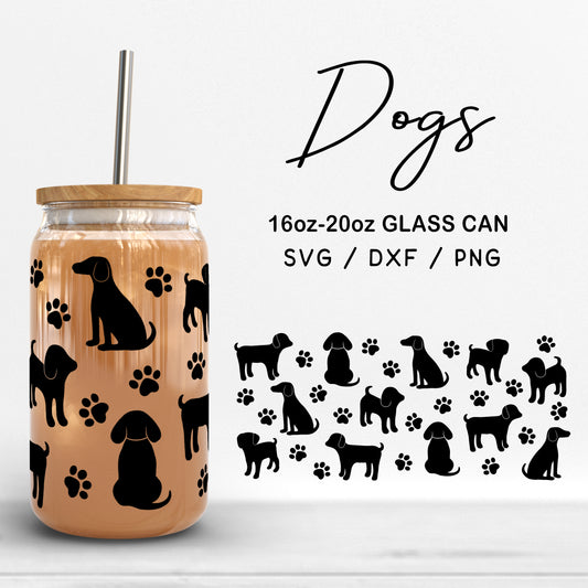 Glass 16oz | 20oz Dogs Svg Files, Puppies Svg, Cute Dog Svg, Animal Print Glass Wrap Svg, Puppy SVG, Dogs Pattern Glass SVG Digital Download