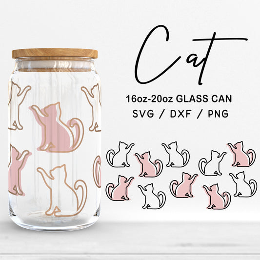 Glass 16oz | 20oz Cat Svg Files, Animal Print Glass Wrap Svg, Cat Clipart, Kitten Svg, Pet Svg, Cute Cat Glass Cut Files Digital Download