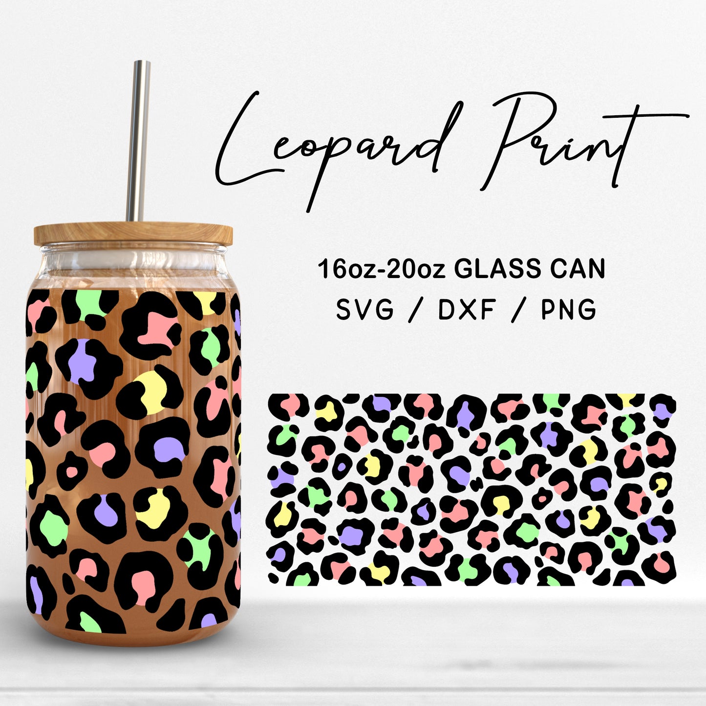 Glass 16oz | 20oz Leopard print Svg Files, Animal Pattern Glass Svg, Cheetah Print Clipart, Leopard Print Glass Cut Files Digital Download