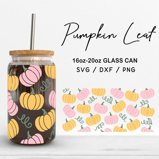 Glass 16oz | 20oz Pumpkin Leaf Svg Files, Pumpkin Can Glass Wrap, Halloween Glass Svg, Pumpkins Print Glass Can Cut Files Digital Download