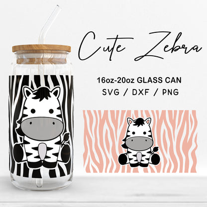 Glass 16oz | 20oz Cute Zebra Svg Files, Animal Print Glass Svg, Zebra Print Tumbler SVG, Zebra Glass Can Wrap Cut files Digital Download