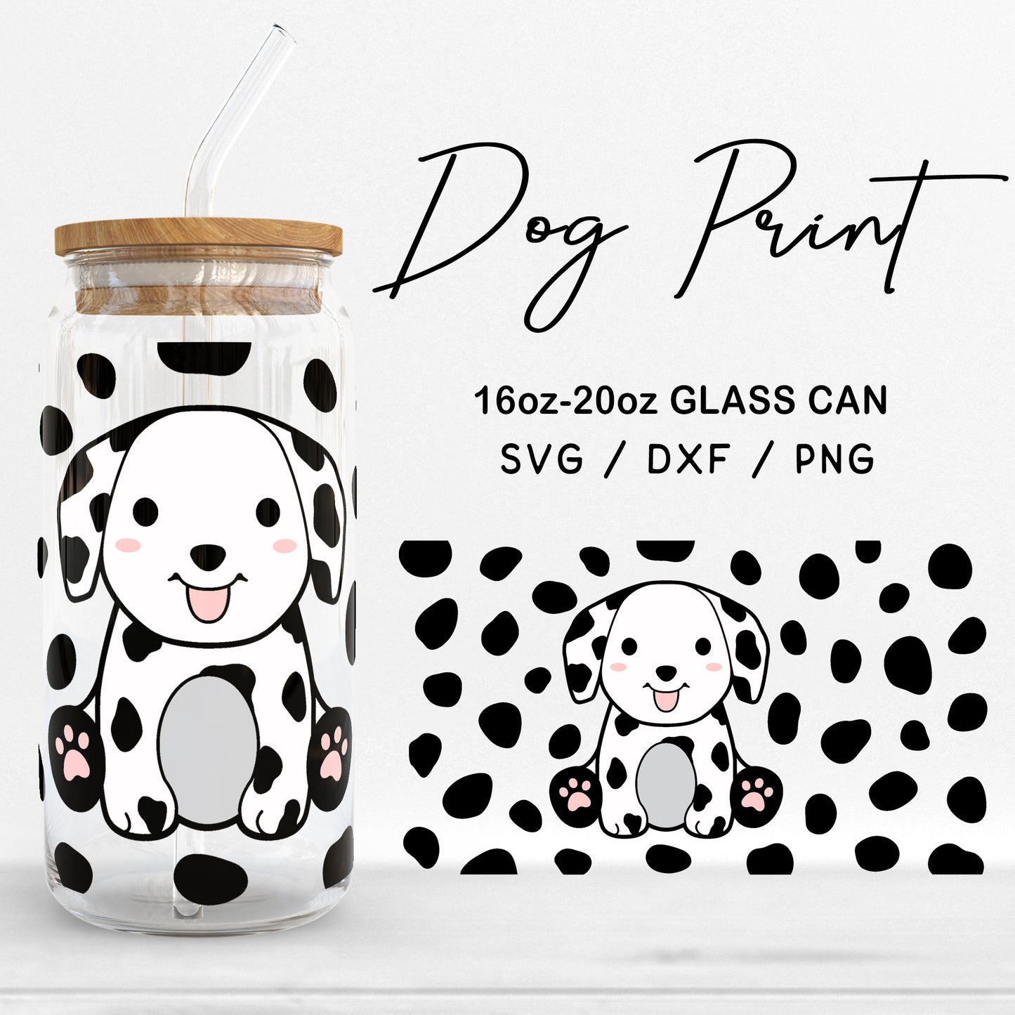 Glass 16oz | 20oz Dog Print Svg Files, Cute Dalmatian Pattern Glass Svg, Animal Print Pattern Svg, Baby Dog Cut Files Digital Download