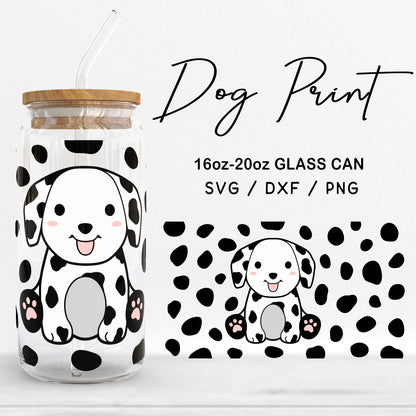 Glass 16oz | 20oz Dog Print Svg Files, Cute Dalmatian Pattern Glass Svg, Animal Print Pattern Svg, Baby Dog Cut Files Digital Download