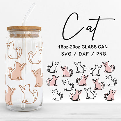 Glass 16oz | 20oz Cat Svg Files, Animal Print Glass Wrap Svg, Cat Clipart, Kitten Svg, Pet Svg, Cute Cat Glass Cut Files Digital Download