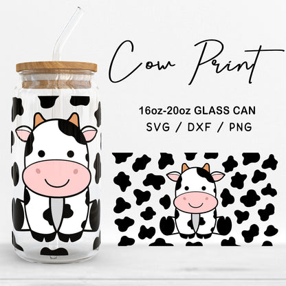 Glass 16oz | 20oz Cow Print Svg Files, Cute Cow cut file, Animal Print Svg, Baby cow cutting file, Cow Pattern Glass wrap Digital Download